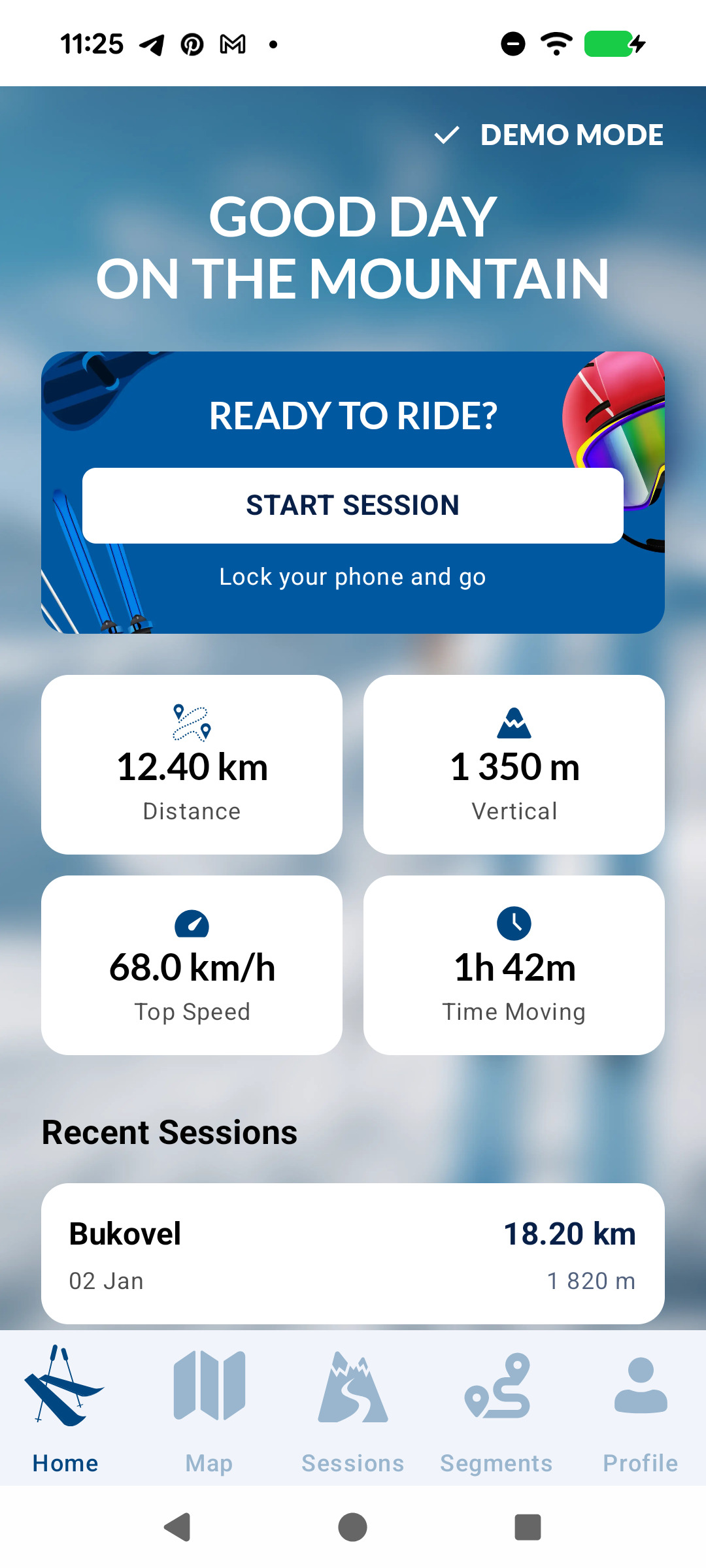 Ice Fisher Snowpark tracking screen